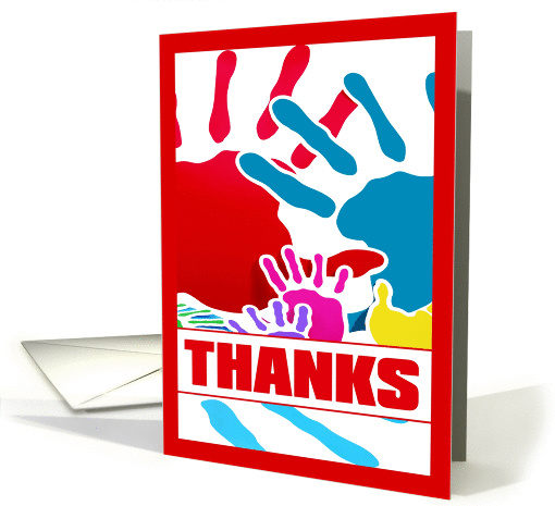 Thanks (Thank You card with Colorful Hand Prints) card (885704)