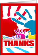 Thanks (Thank You card with Colorful Hand Prints) card