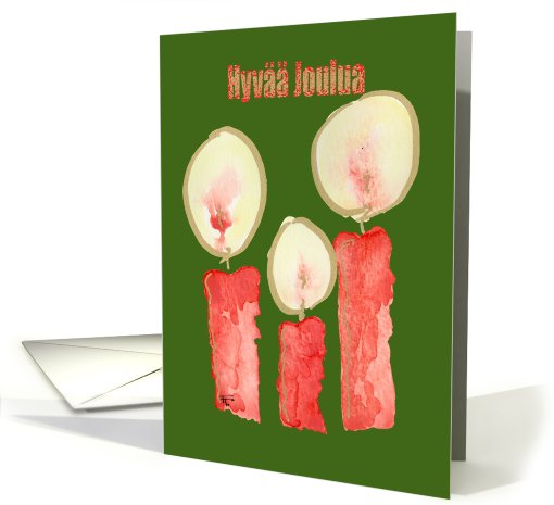 Merry Christmas - Finnish, Three Red Candles card (732016)