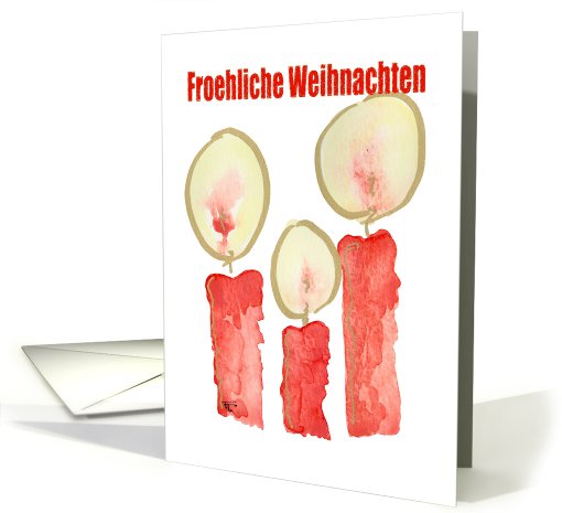 Merry Christmas - German, Three Red Candles card (732020)