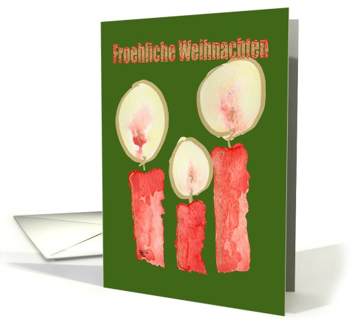Merry Christmas - German, Three Red Candles card (732021)