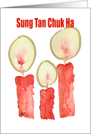 Merry Christmas - Korean, three Red Candles card