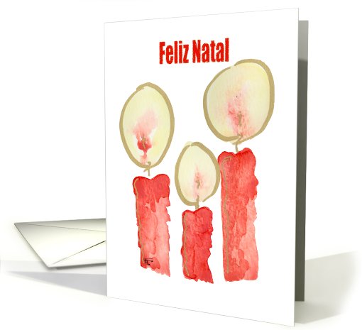 Merry Christmas - Portuguese, Three Red Candles card (732054)