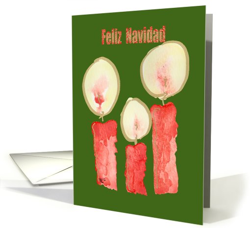 Merry Christmas - Spanish, Three Red Candles card (732061)