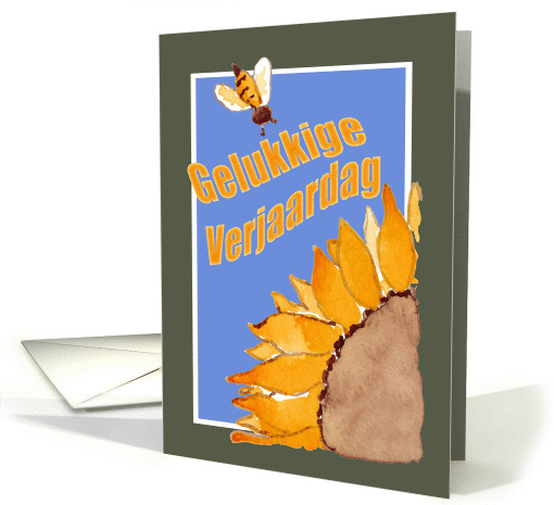 Happy Birthday - Dutch - Sunflower and Bee card (831784)