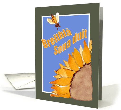 Happy Birthday - Irish - Sunflower and Bee card (831788)
