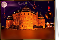 orebro castle in christmas night card