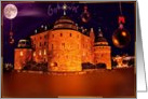 orebro castle in christmas night card