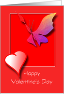 Beautiful butterfly and Heart Valentine card
