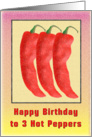 Hot Peppers Triplet Birthday card