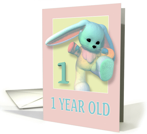 1 year old Birthday  Bunny card (353721)