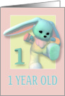 1 year old Birthday Bunny card