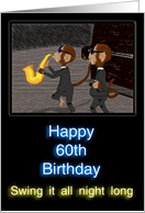 60th Birthday Monkey Sax Swinger card