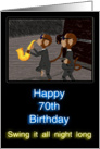 70th Birthday Monkey Sax Swinger card