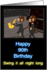 90th Birthday Monkey Sax Swinger card