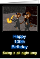 100th Birthday Monkey Sax Swinger card