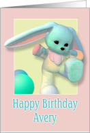 Avery, Happy Birthday Bunny card