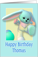 Thomas, Happy Birthday Bunny card