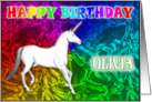 Olivia Birthday, Unicorn Dreams card