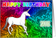 Zoe Birthday, Unicorn Dreams card