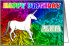 Alicia Birthday, Unicorn Dreams card