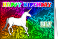 Lily Birthday, Unicorn Dreams card