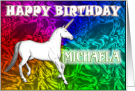 Michaela Birthday, Unicorn Dreams card