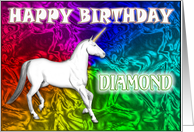 Diamond Birthday, Unicorn Dreams card