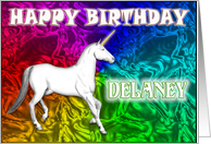 Delaney Birthday, Unicorn Dreams card