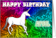 April Birthday, Unicorn Dreams card