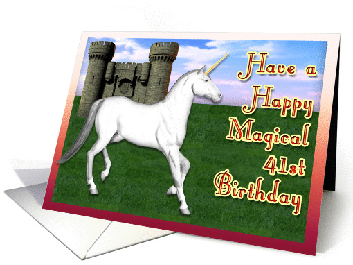 Magical 41st Birthday, Unicorn Castle card (379712)