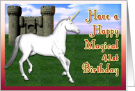 Magical 41st Birthday, Unicorn Castle card