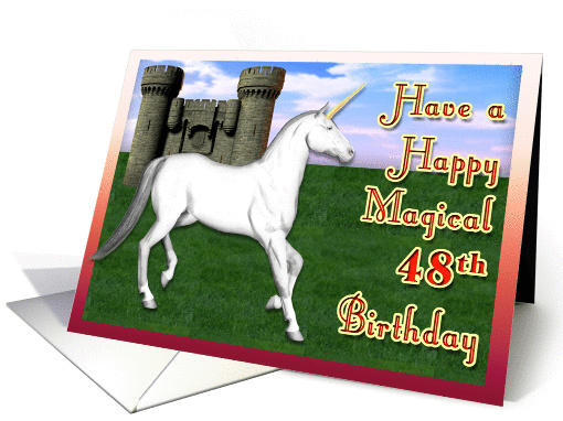 Magical 48th Birthday, Unicorn Castle card (379722)