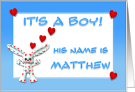 It’s a boy, Matthew card