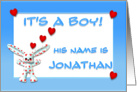 It’s a boy, Jonathan card