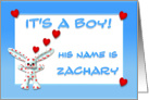 It’s a boy, Zachary card