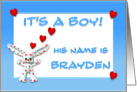 It’s a boy, Brayden card