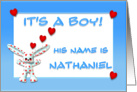 It’s a boy, Nathaniel card