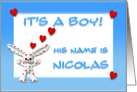 It’s a boy, Nicolas card