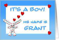 It’s a boy, Grant card