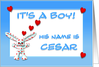 It’s a boy, Cesar card