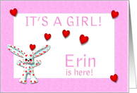 Erin’s Birth Announcement (girl) card