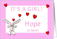 Hope’s Birth Announcement (girl) card