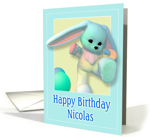 Nicolas, Happy Birthday Bunny card (386573)