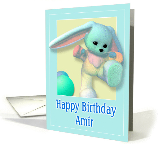 Amir, Happy Birthday Bunny card (387086)