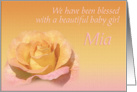 Mia’s Exquisite Birth Announcement card