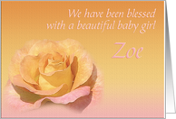 Zoe’s Exquisite Birth Announcement card