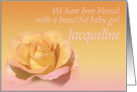 Jacqueline’s Exquisite Birth Announcement card