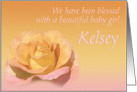 Kelsey’s Exquisite Birth Announcement card