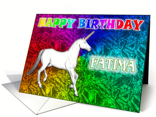 Fatima Unicorn Dreams Birthday card (392199)